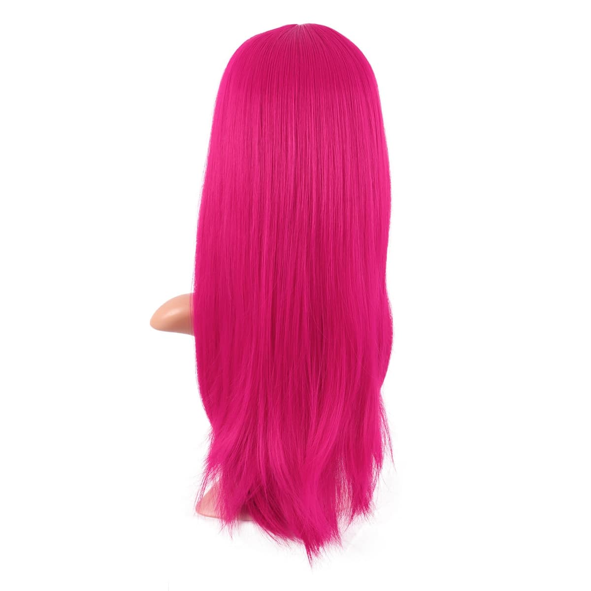 MapofBeauty 24 Pulgada/60 cm Largo Lacio Peluca Con Flequillo Sintética Cabello Heat Resistente Para Fiesta de Cosplay (Rosa Caliente) — view 4