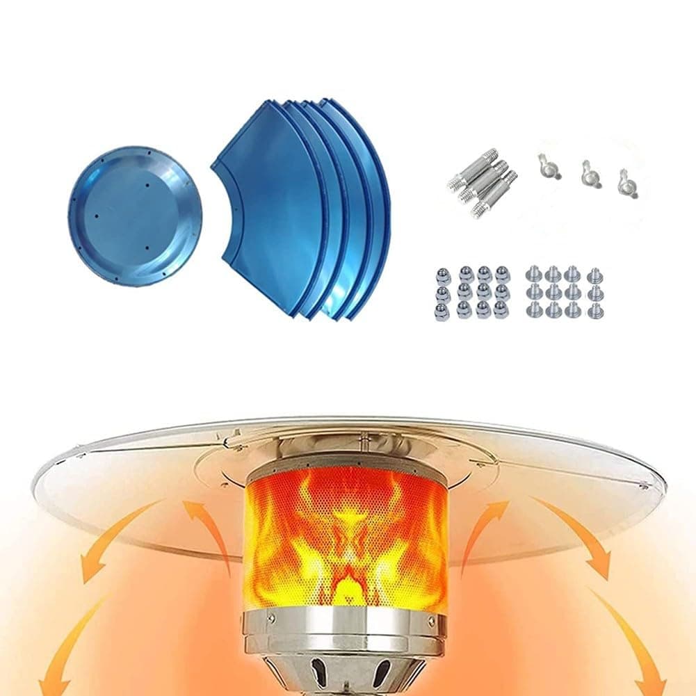 Minhe Aluminum Heat Reflector Shield For Patio Heater, Umbrella Dome Replacement Part, Weatherproof Protective Cover For Outdoor Propane Gas Heaters, Silver, 1 Set(4+1 with Spacer) — view 3