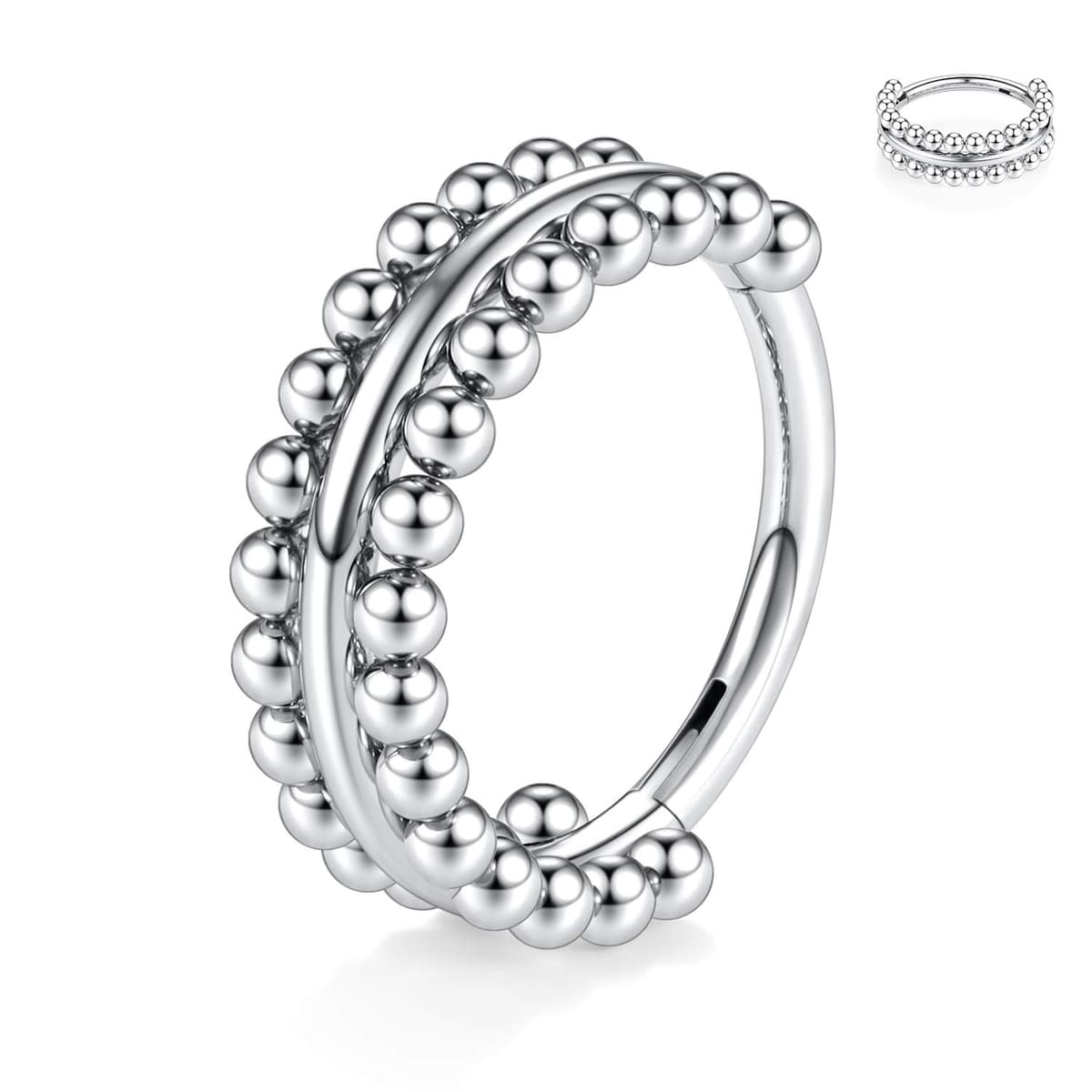 hengkaixuan Triple Double Nose Hoop Ring Sleeper Hoop Earring Helix Rook Conch Cartilage Daith Tragus Earrings Septum Ring Lobe Nose Piercing Jewellery for Women — view 20