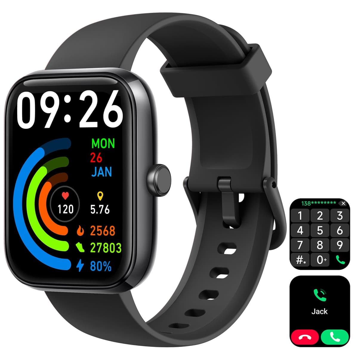 Smart Watch for Men Women with Bluetooth Call, Alexa Built-in, Heart Rate & Sleep Monitor, 1.83" DIY Dial Fitness Watch with 100+ Sport Modes, IP68 Waterproof, Compatible with Android iOS — view 5