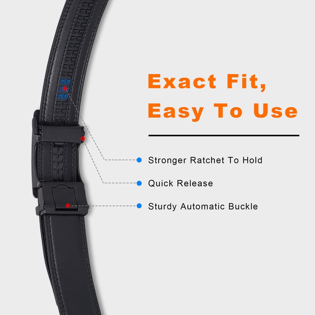 Vatan Men's Belt Leather Ratchet Belt for Men Dress Casual Every Day with Adjustable Buckle, Trim to Fit — view 5