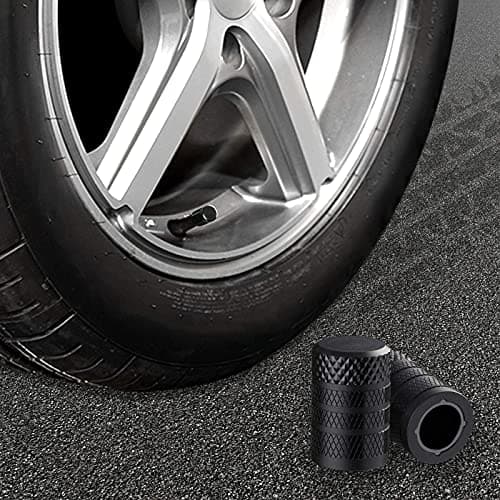 CKAuto Tire Valve Stem Caps, Black, 4 pcs/Pack, Anodized Aluminum Tire Valve Cap Set, Corrosion Resistant, Universal Stem Covers for Cars Trucks Motorcycles SUVs and Bikes — view 5