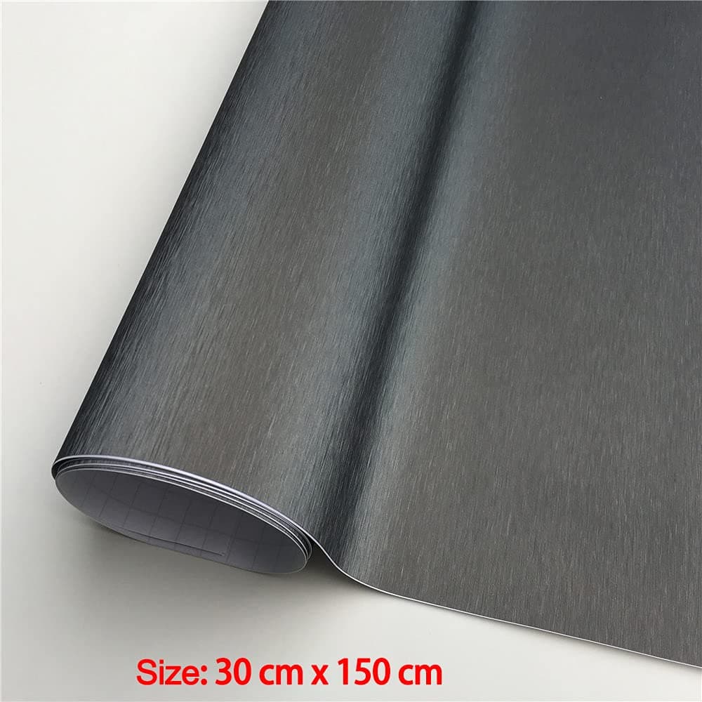 NewL 30 cm x 150 cm Gris Cepillado de Acero Inoxidable metálico película de Vinilo Mate Cepillado Cromo para Envolver el Coche Hoja de la Etiqueta engomada para Muebles — view 2