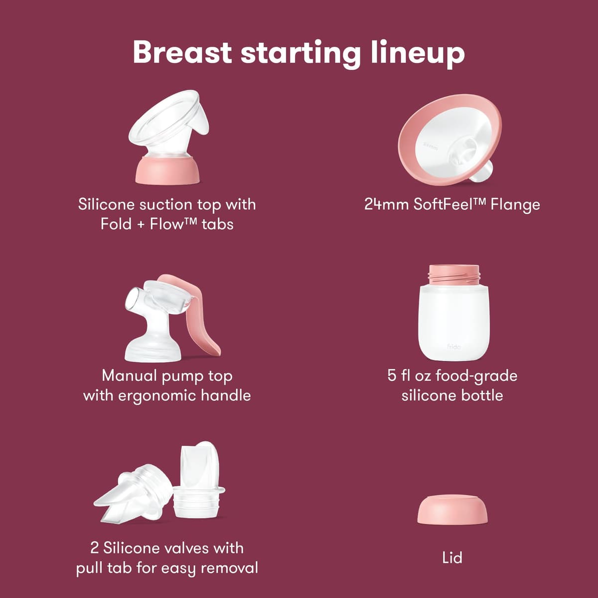 Frida Mom 2-in-1 Breast Pump: Manual Hand Pump & Hands-Free Automatic Suction Cup, Dual-Mode, Wireless Milk Collector, Ergonomic Handle, SoftFeel Flange for Breastfeeding — view 8