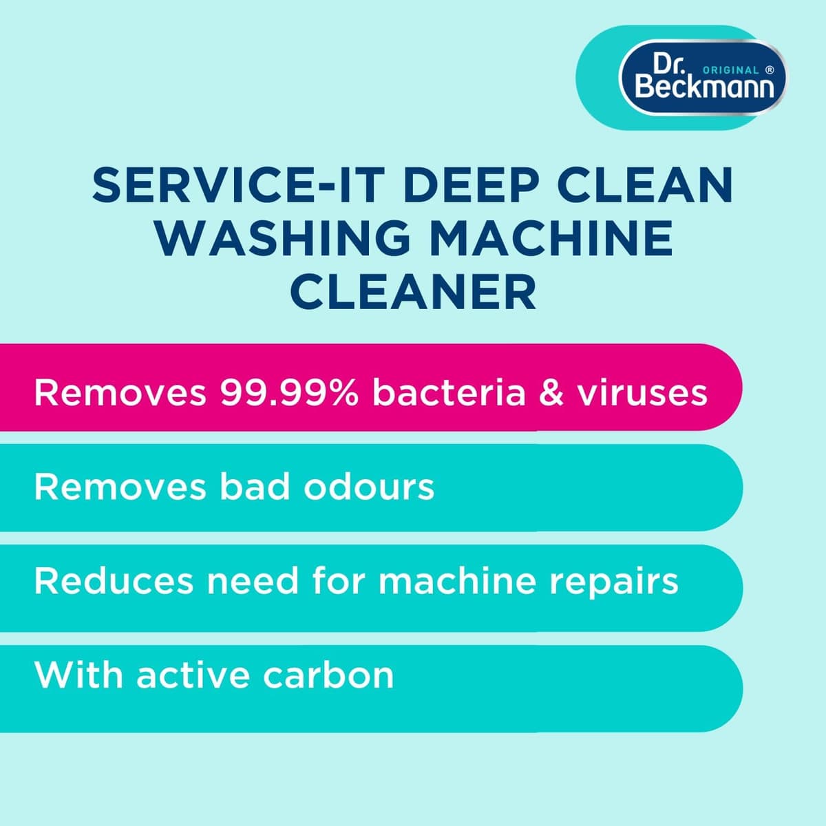Dr. Beckmann Service-it Deep Clean Washing Machine Cleaner | Removes 99,99 % of bacteria and fungi and viruses | eliminates bad odours | 250 g — view 2