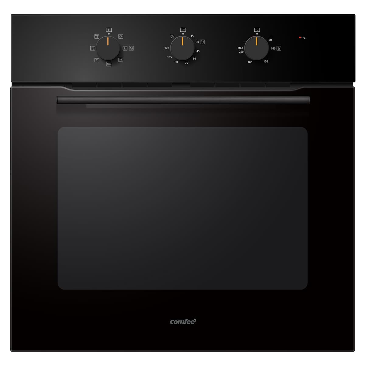 COMFEE' 60L, 60cm Wide, Single Electric Built-in Fan Oven, 8 Function with Air Fry, Multiphase Cooking and Easy Cleaning Removable Door, Color Black - CBO60M80M1-BK