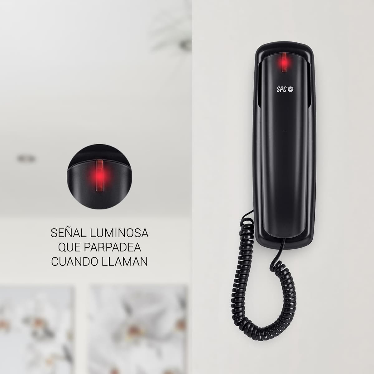 SPC Original Lite 2 – Teléfono Fijo sobremesa o Pared, Compacto y fácil de Usar, señal Luminosa 10 memorias indirectas, Teclas Grandes, función rellamada - Negro — view 5