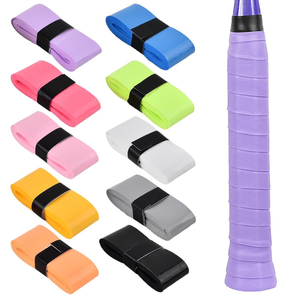 10 piezas Color Cintas de Agarre de Raqueta, Autoadhesivo Antideslizante y Respirable grip raqueta para tenis squash bádminton y tenis de mesa