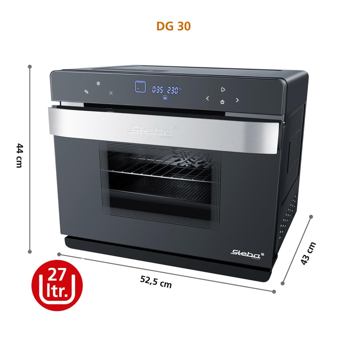Steba Steam Oven 30L Capacity DG30 2200 Watt power Multifunctional Black Electric Steam mini oven — view 3