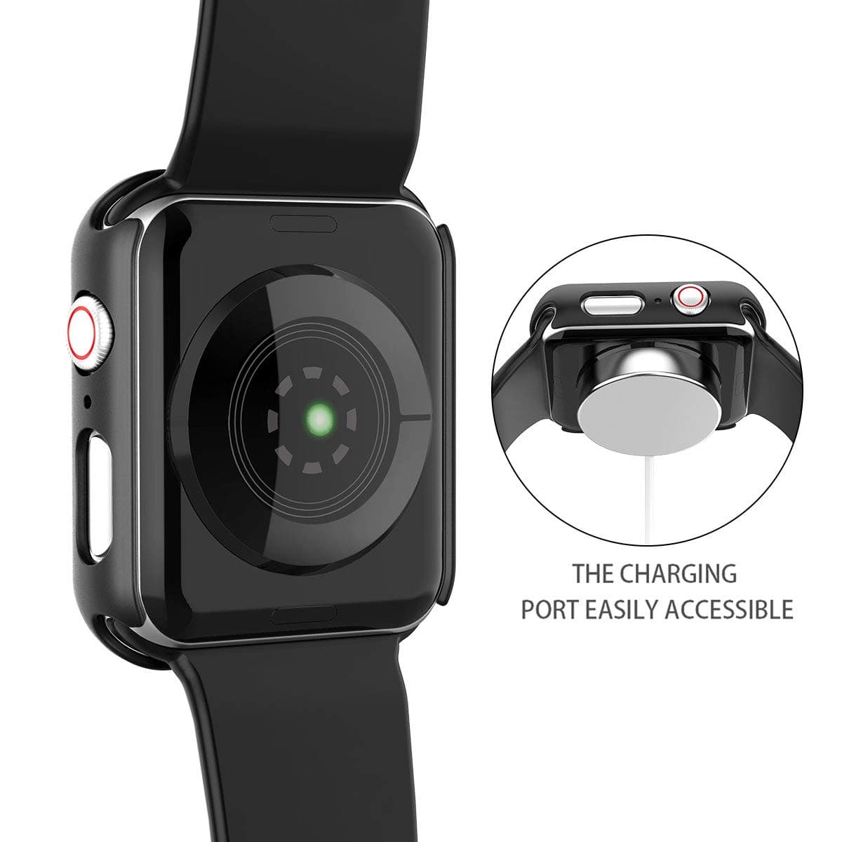Piuellia 2 Pack Black Hard Case for Apple Watch SE3/SE2/SE/Series 6/Series 5/Series 4 (44mm), Screen Protector Ultra-Thin Overall Protective PC Cover for iWatch — view 4