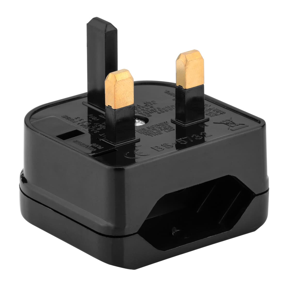 Incutex 2X adaptadores de Viaje para UK GB Inglaterra Tipo C Conector Europeo hacia Enchufe UK 3 Patas, Negro — view 3