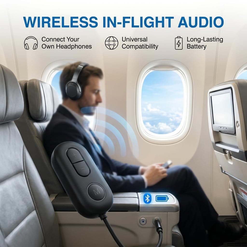 2 in 1 Airplane Bluetooth 5.4 Transmitter Receiver, Wireless Aux Adapter 3.5mm Dual Connection Mini Wireless Car Transmitter Receivers for Airplane Home Car Headphones TV Gym Speakers — view 3