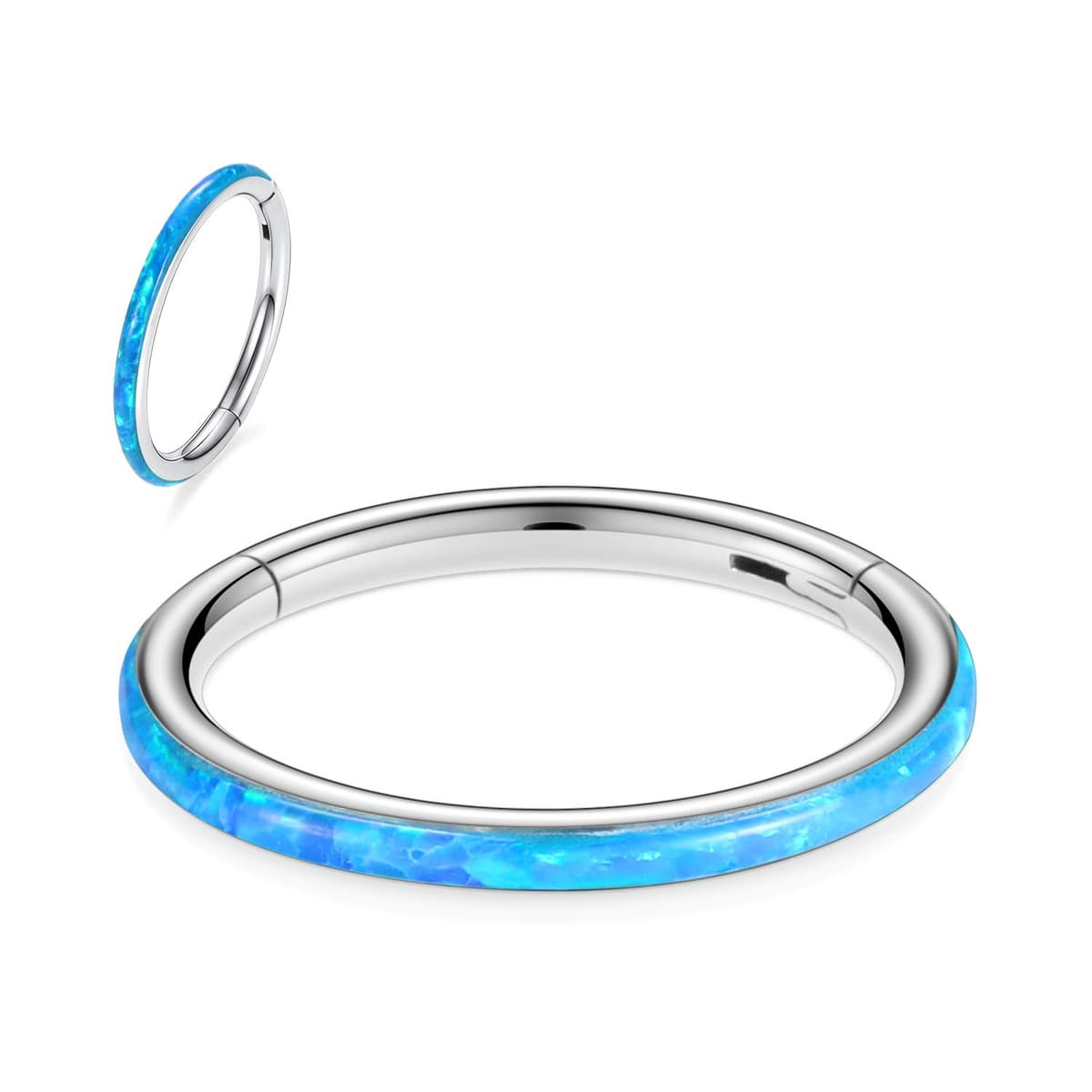 hengkaixuan CZ/Opal Nose Rings Conch Jewellery Septum Clicker 316L Surgical Steel Segment Ring Helix Cartilage Earrings Hoop Daith Tragus Rook Piercing Jewellery — view 71
