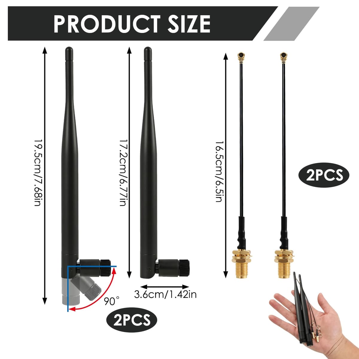 2 unidades de antena LoRa de 868 MHz, ganancia de 5 dBi, conector SMA omnidireccional con conector SMA hembra, adaptador de antena, cable adaptador de antena, para Meshtastic ESP32 LoRa OLED Board con — view 2