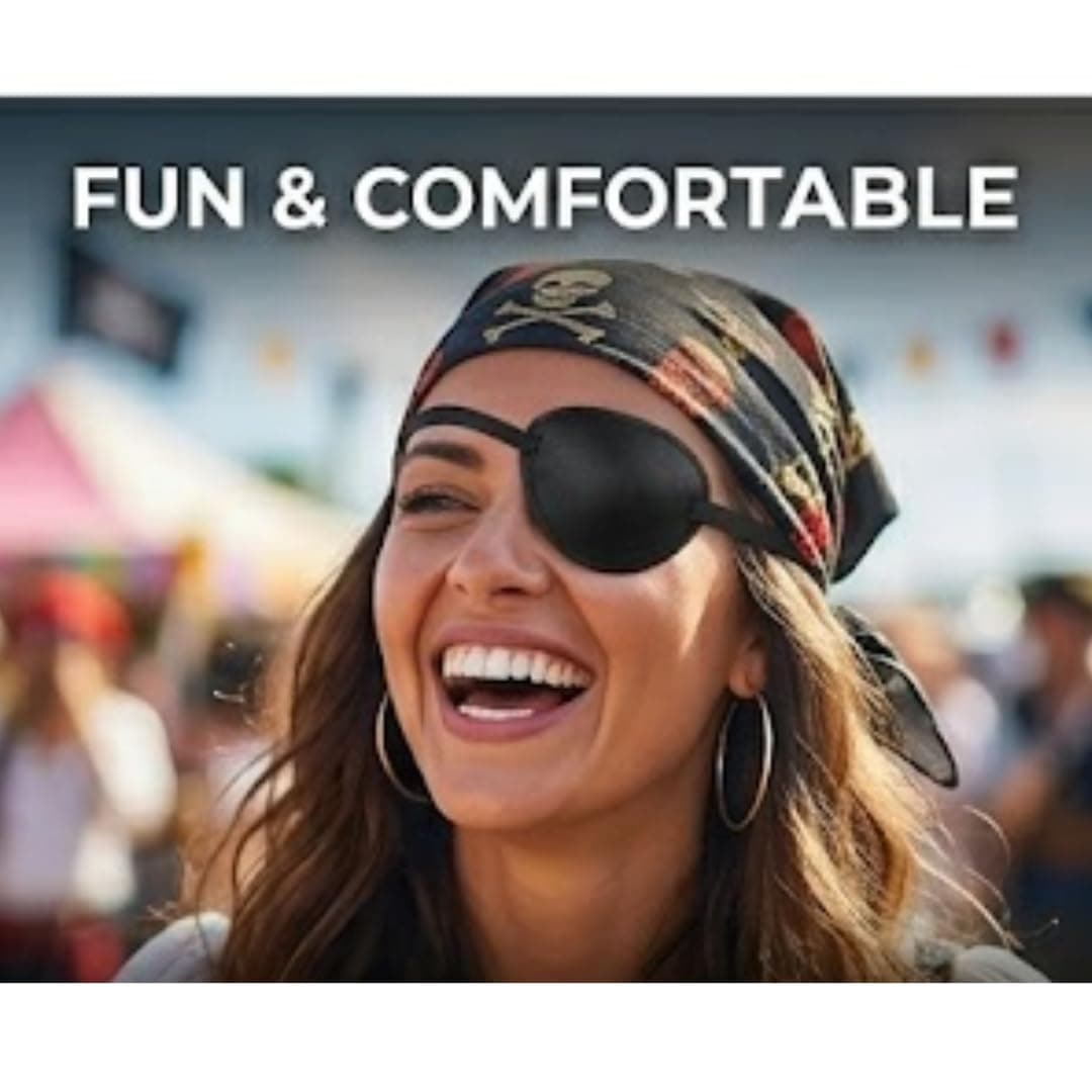 Adult Pirate Eye Patch – Black Elasticated Fancy Dress Costume Accessory for Men & Women | Captain Buccaneer Prop for Halloween, Stag Dos & Themed Parties — view 5