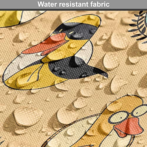 Lunarable Geese Fabric by The Yard, Colorful Pattern 6 Animal King Love Hero Goose Twig Funny Design Print, Decorative Fabric for Upholstery and Home Accents, 1 Yard, Peach Yellow — view 5