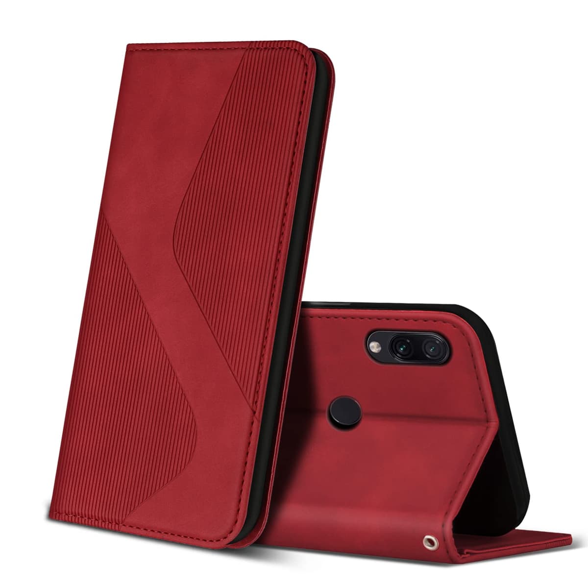 Case Compatible with Xiaomi Redmi Note 7 / Redmi Note 7 Pro, Premium PU Leather Wallet Case with [Card Slots], Shockproof Flip Cover for Xiaomi Redmi Note 7 / Redmi Note 7 Pro (Red)