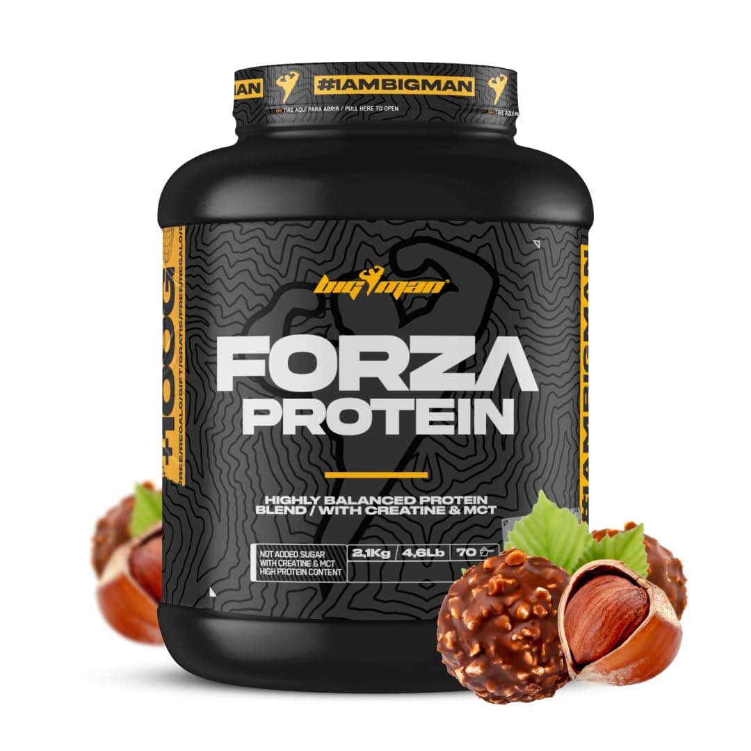 BigMan | Pack FORZA PROTEIN 2kg +100g REGALO + CREATINA 300 GR | Proteína 80% | Aislado proteína Soja + Concentrado Whey | Creatina | Alto Contenido en Proteínas (chocolate avellana) — view 2