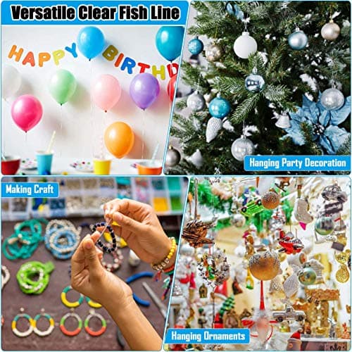 Clear Fishing Wire, Acejoz 656FT Fishing Line Clear Invisible Hanging Wire Strong Nylon String Supports 40 Pounds for Balloon Garland Hanging Decorations — view 5