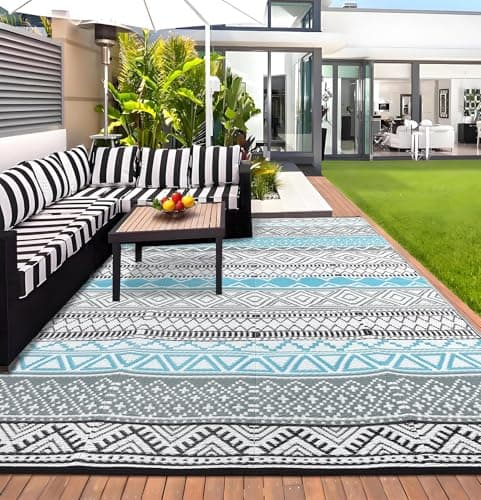 Garvee Boho Outdoor Rug 8x10, Waterproof Plastic Straw Rug, Portable Colorful Patio Carpet for Camping, Reversible Camping Mat for Balcony, Braided Indoor Outdoor Rugs for Picnic Deck RV Porch — view 8