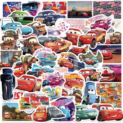 100PCS Cartoon Movie Cars Stickers for Kids,Vinyl Waterproof Princess Decal for Water Bottle Laptop Toy Sticker for DIY Decorate Bumper Phone Hard Hat Kids Teens Gifts (CAR) — view 5