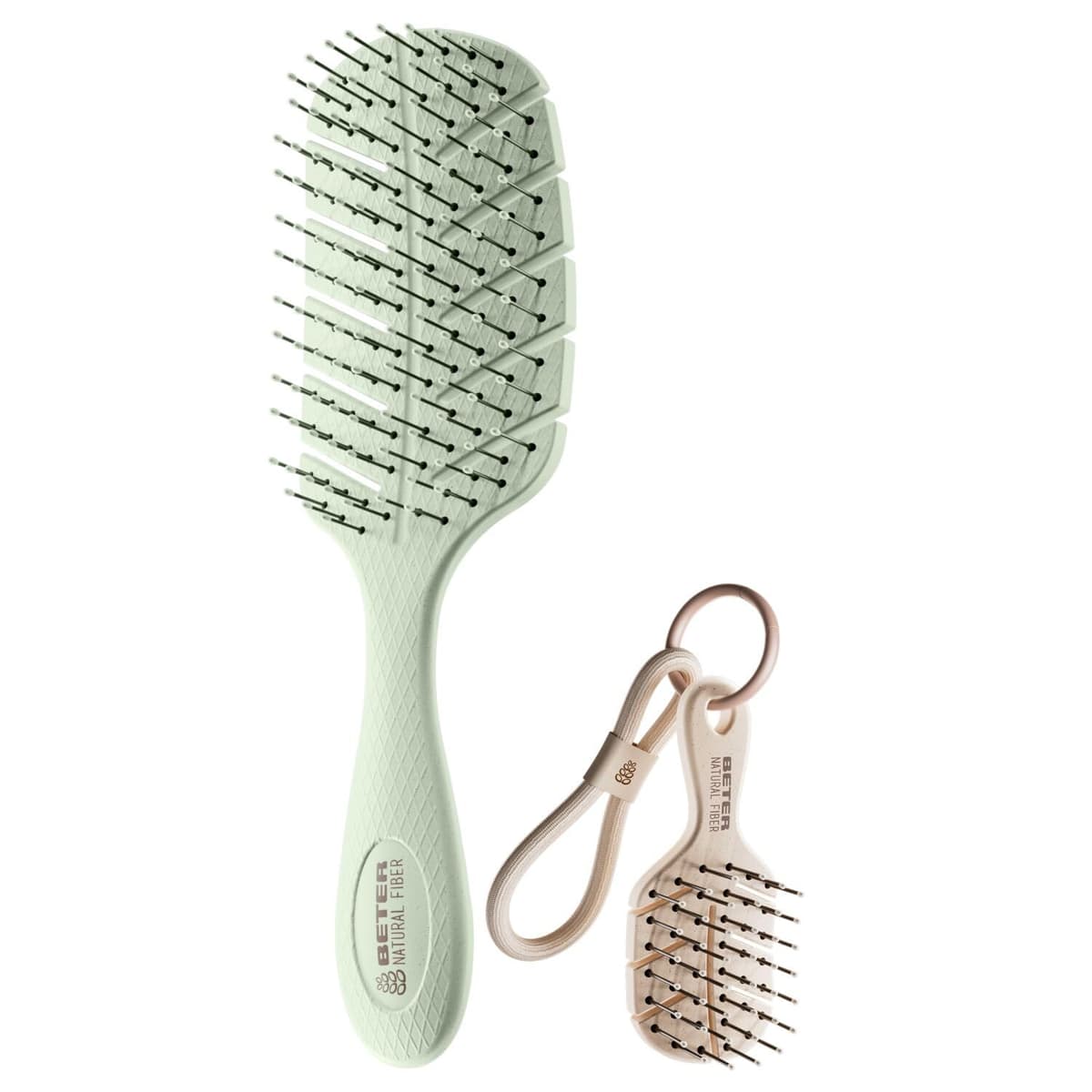 Beter - Kit 3 Cepillos de Pelo Desenredantes Natural Fiber (The Original + Mini + Charm), Antitirones, Antienredos y Antirotura, Para todo tipo de cabello, Pack regalo — view 5