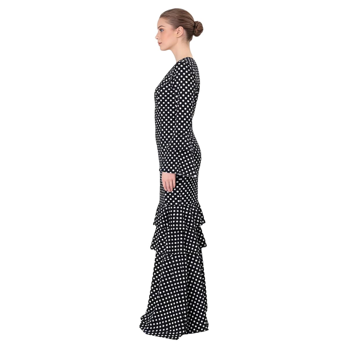 Vestido Flamenco Mujer Largo - Sevillana Adulto con Lunares y Mangas Acampanadas - Traje Andaluz Elegante para Feria y Baile — view 5