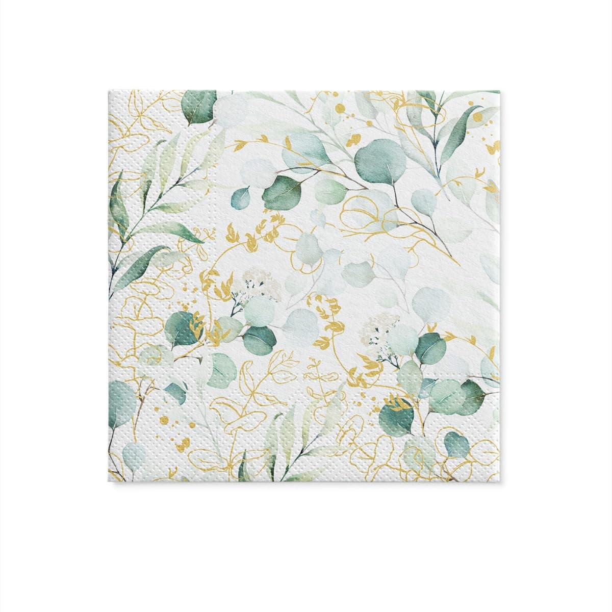 PAW - Servilletas Papel 3 Capas (33 x 33 cm) I 20 Unidades I Perfecto para Cumpleaños, Fiestas, Bodas, Comuniones y Celebraciones I Decoración de Mesa Elegantes I Eucalipto Dorado — view 3