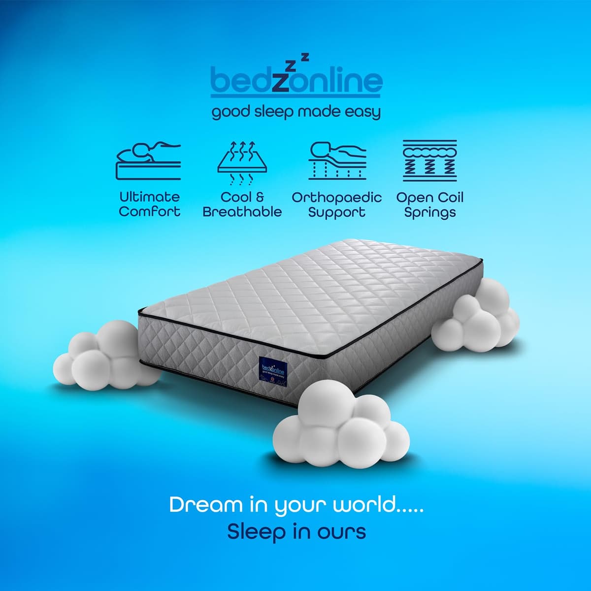 BEDZONLINE Hybrid Memory Foam & Spring Mattress - 4ft6 Double (190 x 135 x 20 cm) | Thick Medium Firmness & Open Coil Sleep Support | Orthopaedic & Pressure Relief | UK Made & Hypoallergenic — view 4
