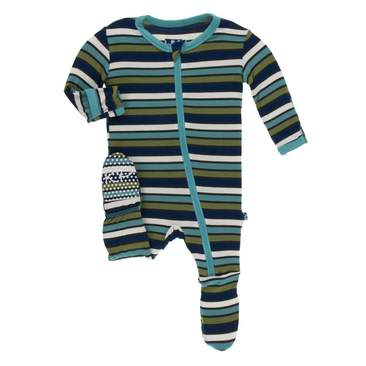 KicKee Pants Little Girls Basic Footie with Zipper - Lotus, 6-9 Months — view 5