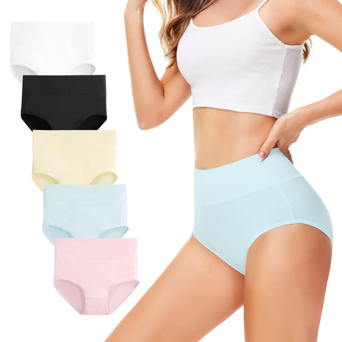 Underwear Women High Waisted Knickers for Women 5 Pack Ladies Full Briefs Soft Cotton Pants No Itchy Labels — view 11