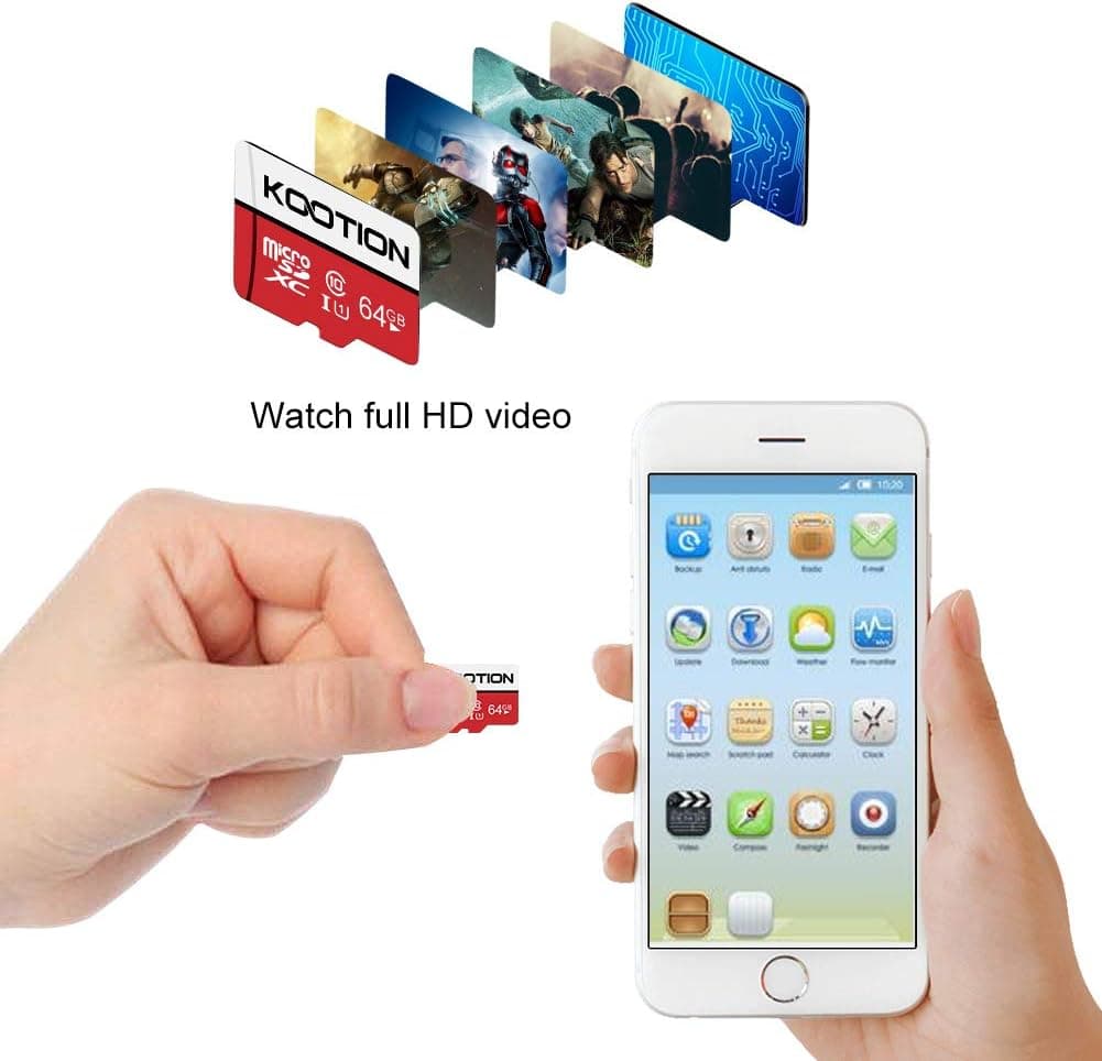 KOOTION 64GB Micro SD Card, UHD Video for GoPro, Action Camera, Drone, Smartphone, R/W up to 80/20MB/s MicroSDXC Memory Card UHS-I U1 Class 10 — view 3