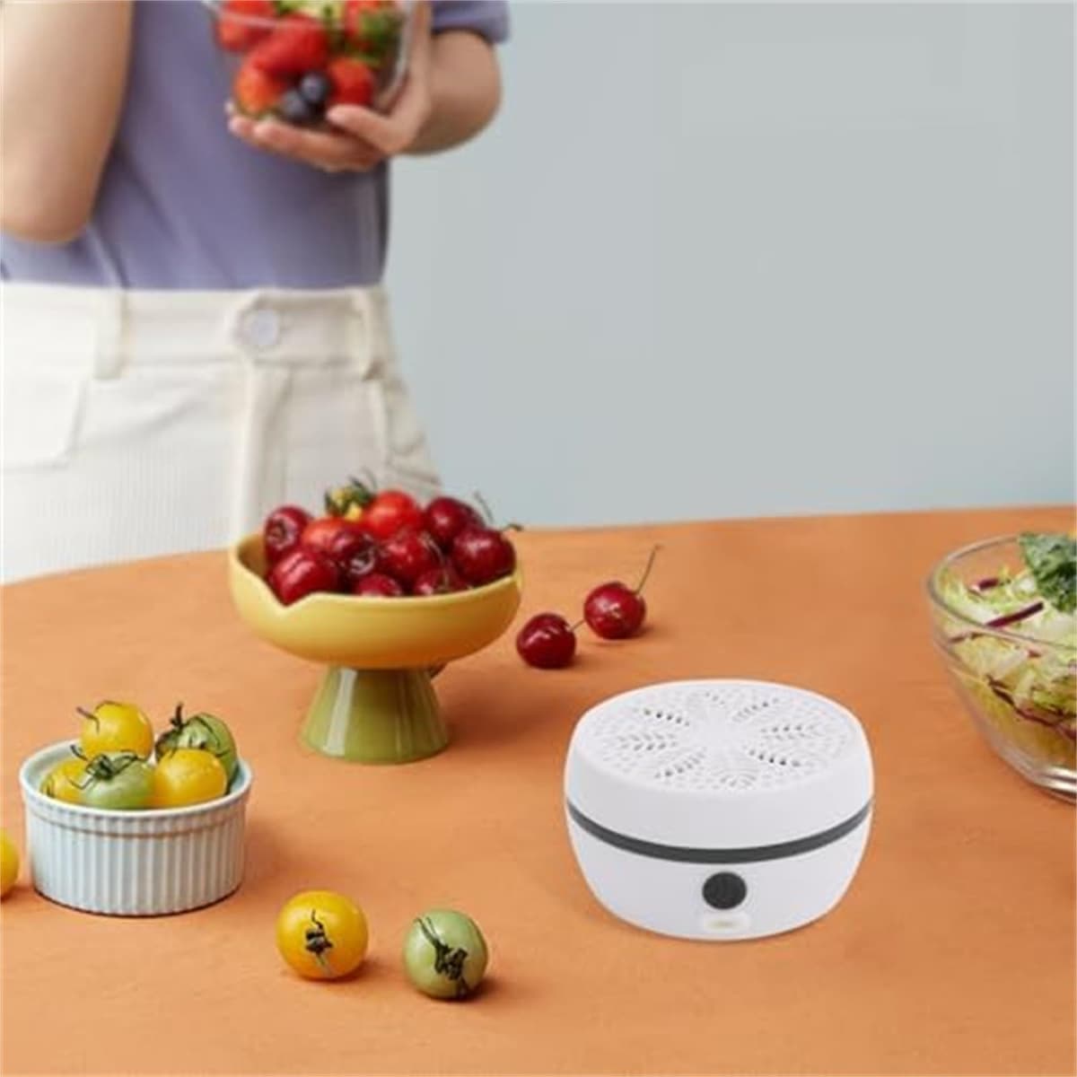 Automatic Fruit Cleaner, Fruit & Vegetable Washers, Rechargeable Fruit Washing Machine, Waterproof Fruit and Veg Cleaner, Food Purifier Durable | Kitchen Tool, for Grains Meat Seafood (White) — view 5