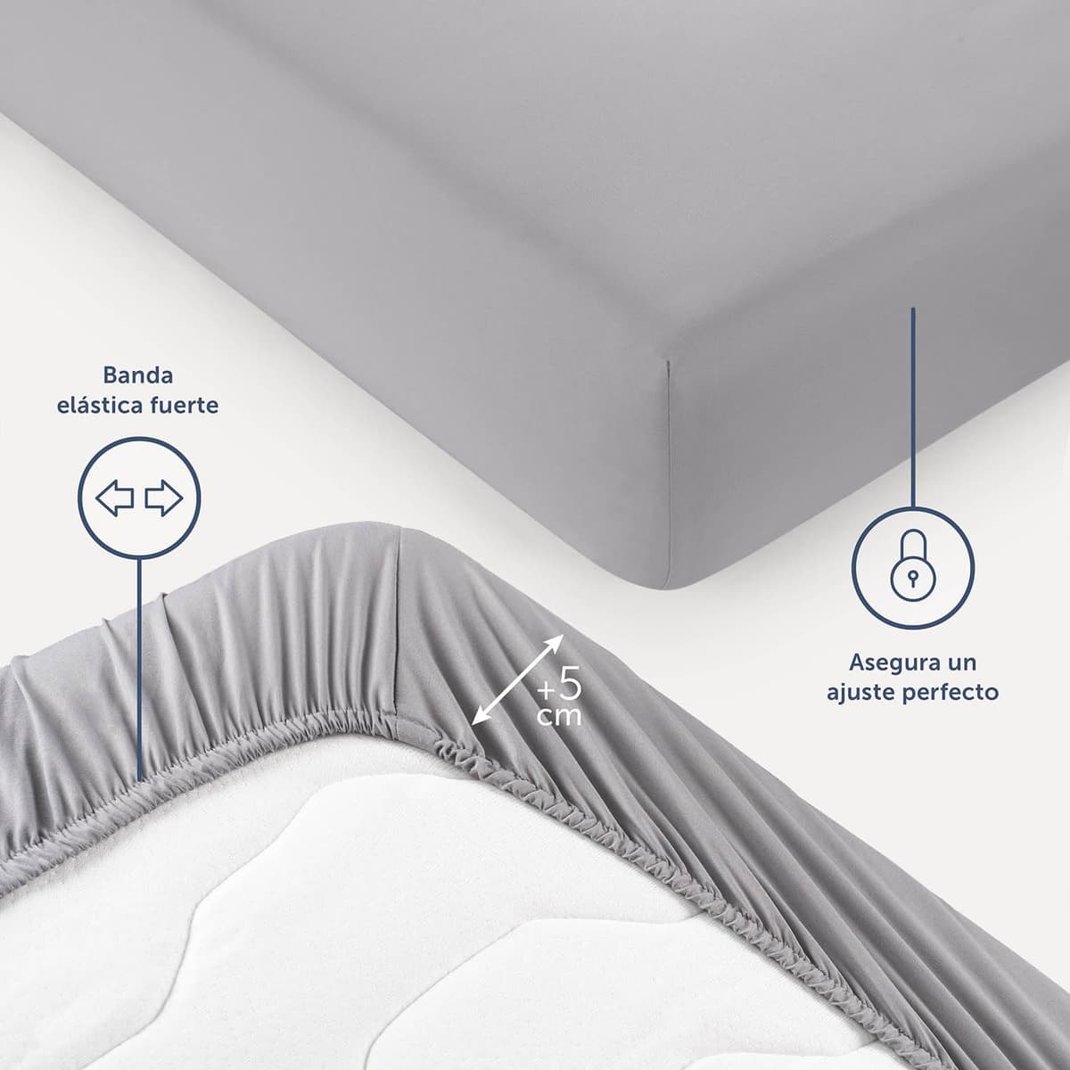 Blumtal Sábana bajera ajustable de microfibra 200 x 200 x 30 cm - 1er-Conjunto Gris — view 3