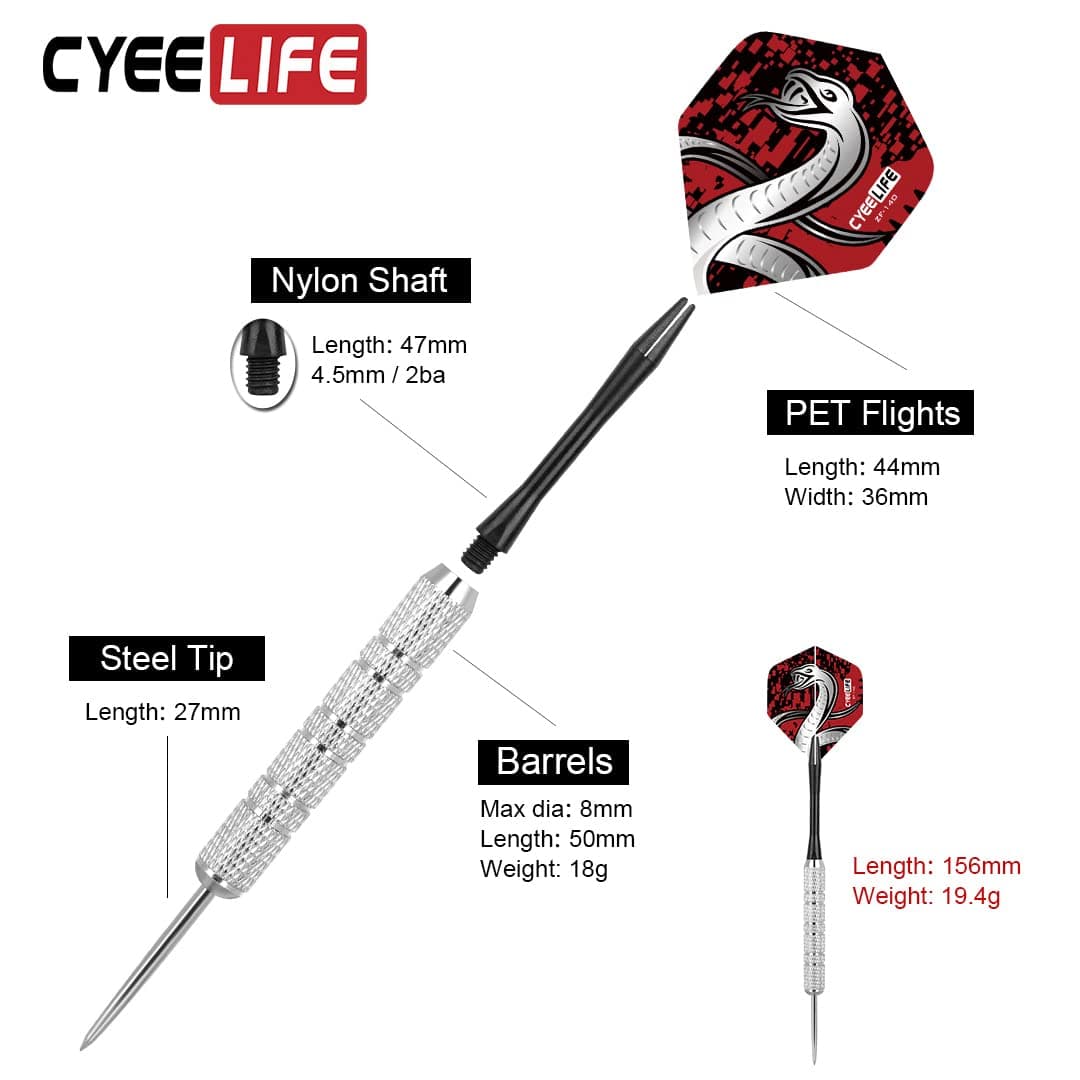 CyeeLife Dardos de Punta de Acero 20g+12 Ejes de plástico+36 Plumas con+Sacapuntas — view 4