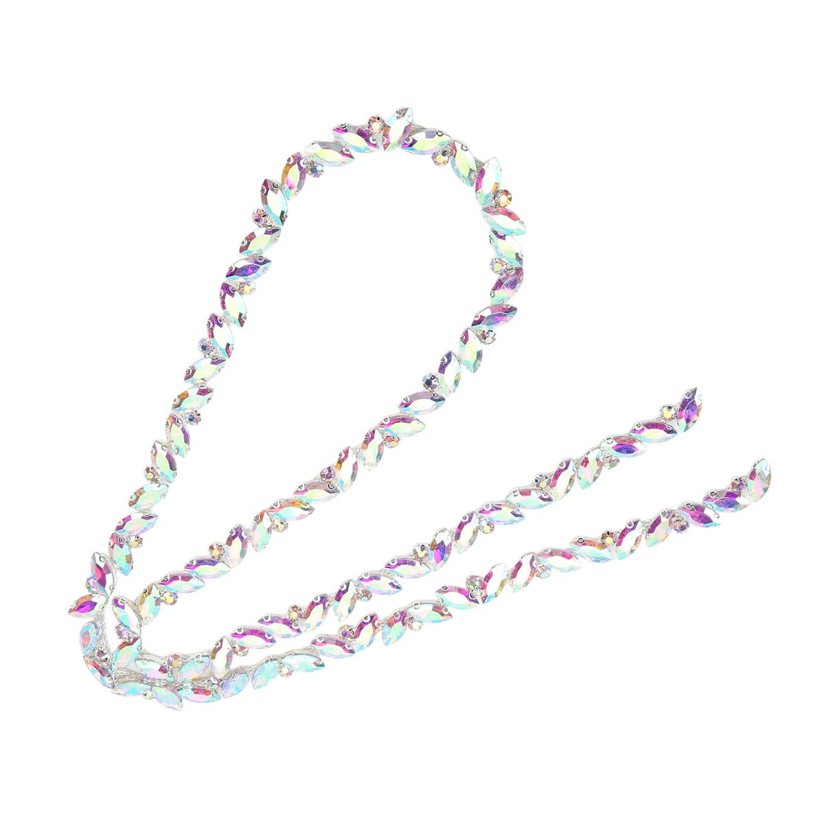 Acouto Crystal Chain Trim, Transparent Glass Claw Chain High Hardness Rhinestone Strips for Clothing, Shoes, Jewelry Accessories — view 2
