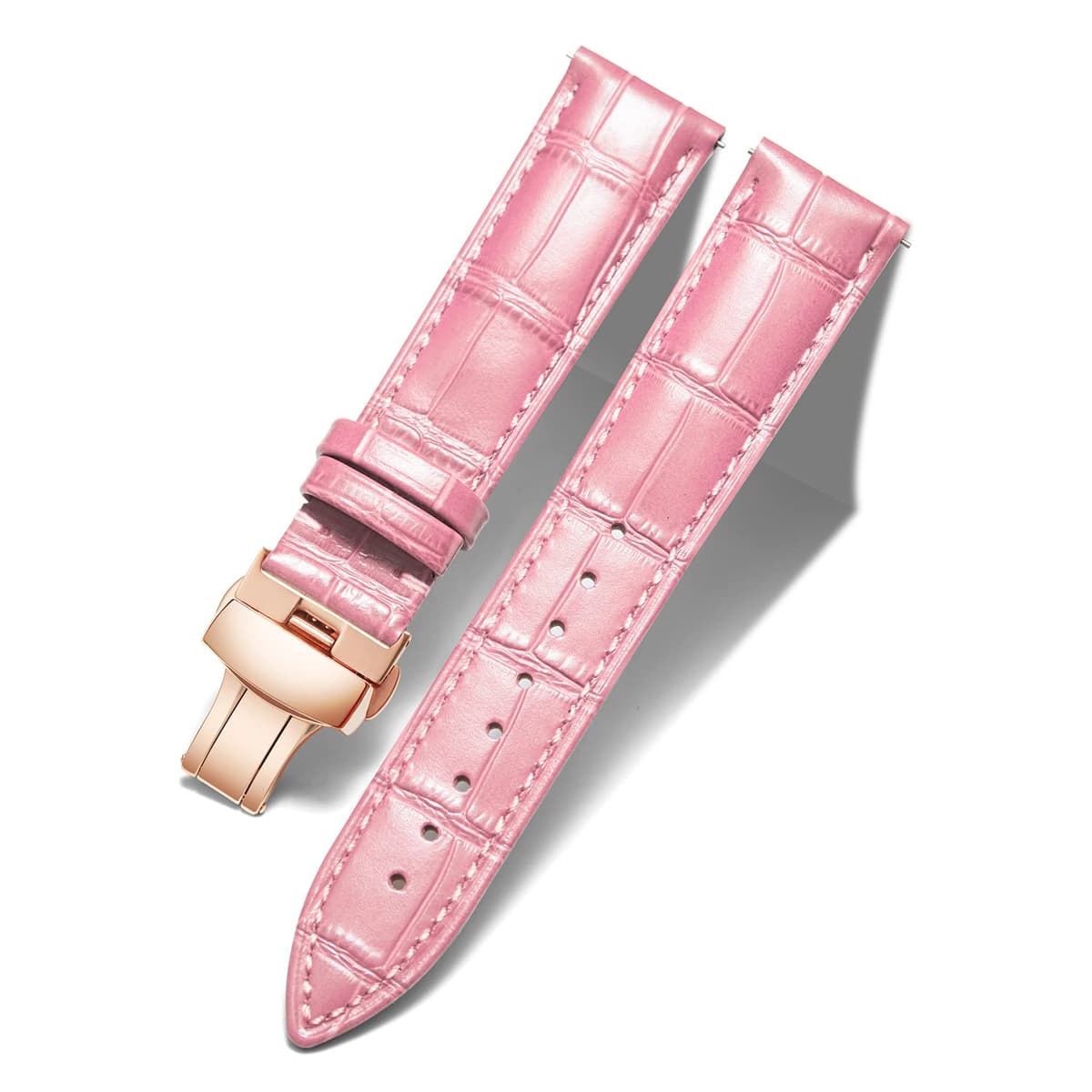 BINLUN Correa de Reloj de Cuero Correa de Piel Repuesto para Hombres/Mujeres con Hebilla de Despliegue Mariposa Plata/Oro/Oro Rosa 12mm-24mm 10 Colores — view 10