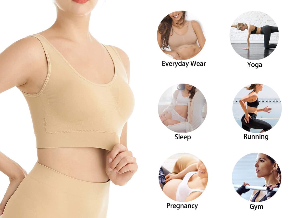 Lemef Sujetador Deportiva sin Costuras Sostén sin Aros con Almohadillas Extraíbles para Mujeres (3 Paquetes) — view 5