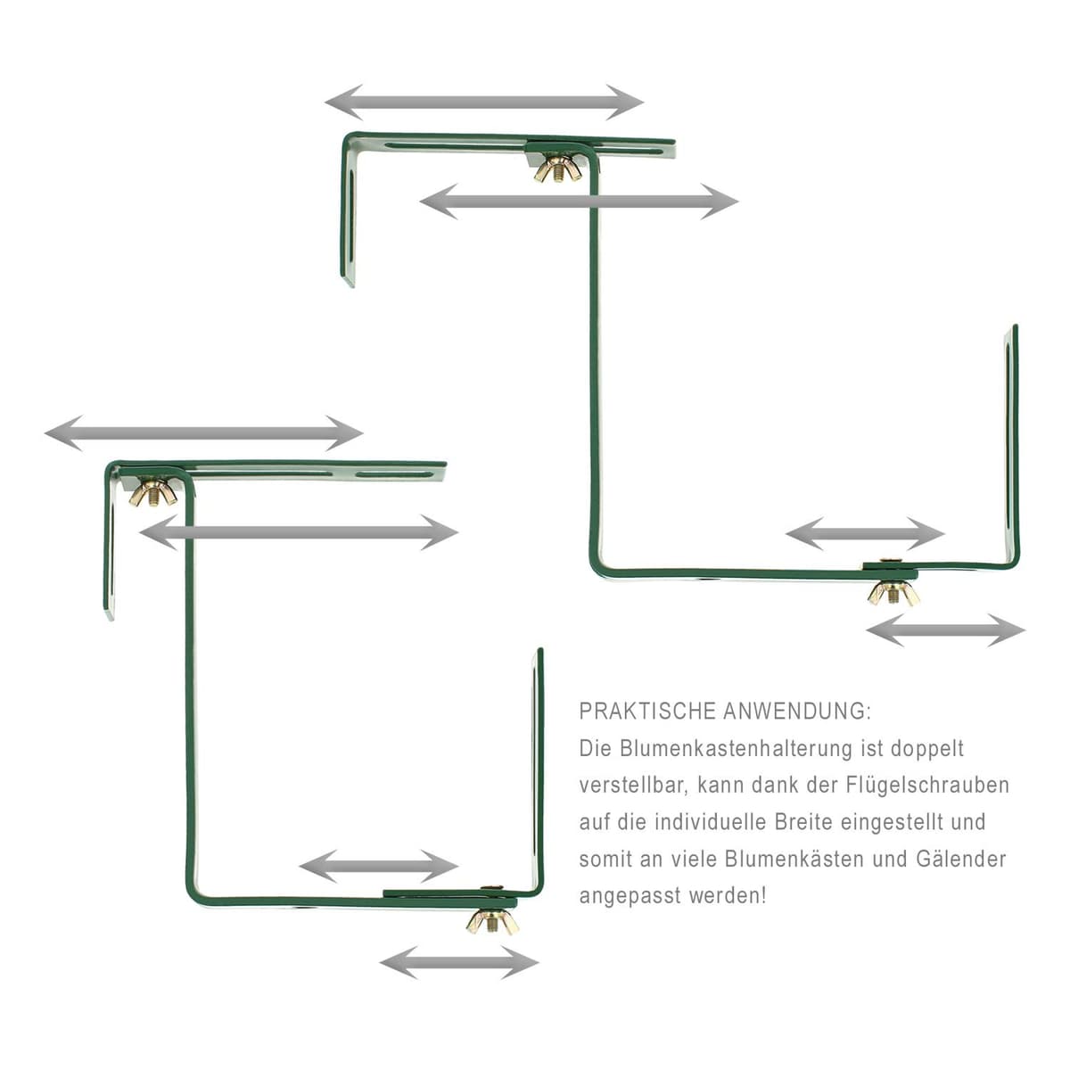 com-four® 4x Soporte de Maceteros para Parapetos y Barandas de Balcón - Soporte de Jardineras Universalmente Adecuado y Ajustable - Sin Perforar (04 piezas - antracita) — view 3
