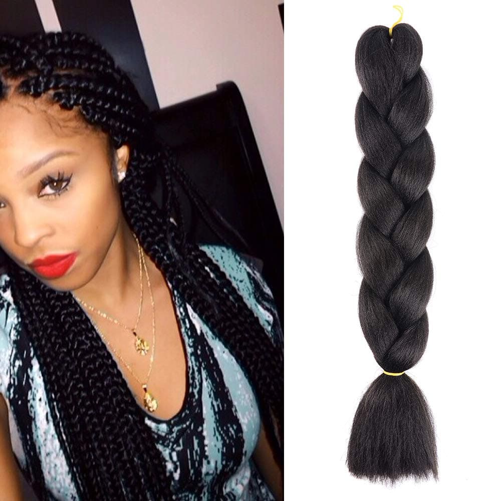24" Braiding Hair Extension Jumbo Braids Synthetic 3bundles/pack Crochet Hair Afro Box Braid Heat Resistent (Dark Purple) — view 94