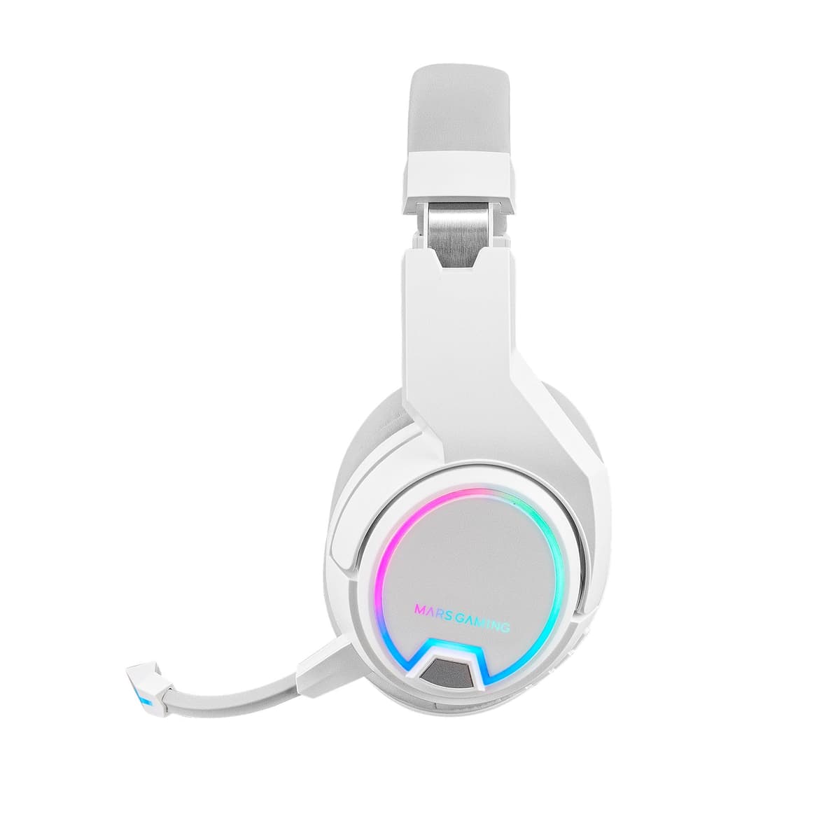 Mars Gaming MHW-100 Blanco, Auriculares Inalámbricos ARGB Flow, Micrófono ENC Extraíble, Ultraligeros, Cancelación de Ruido Activa ENC + Pasiva, Compatibilidad Universal — view 4