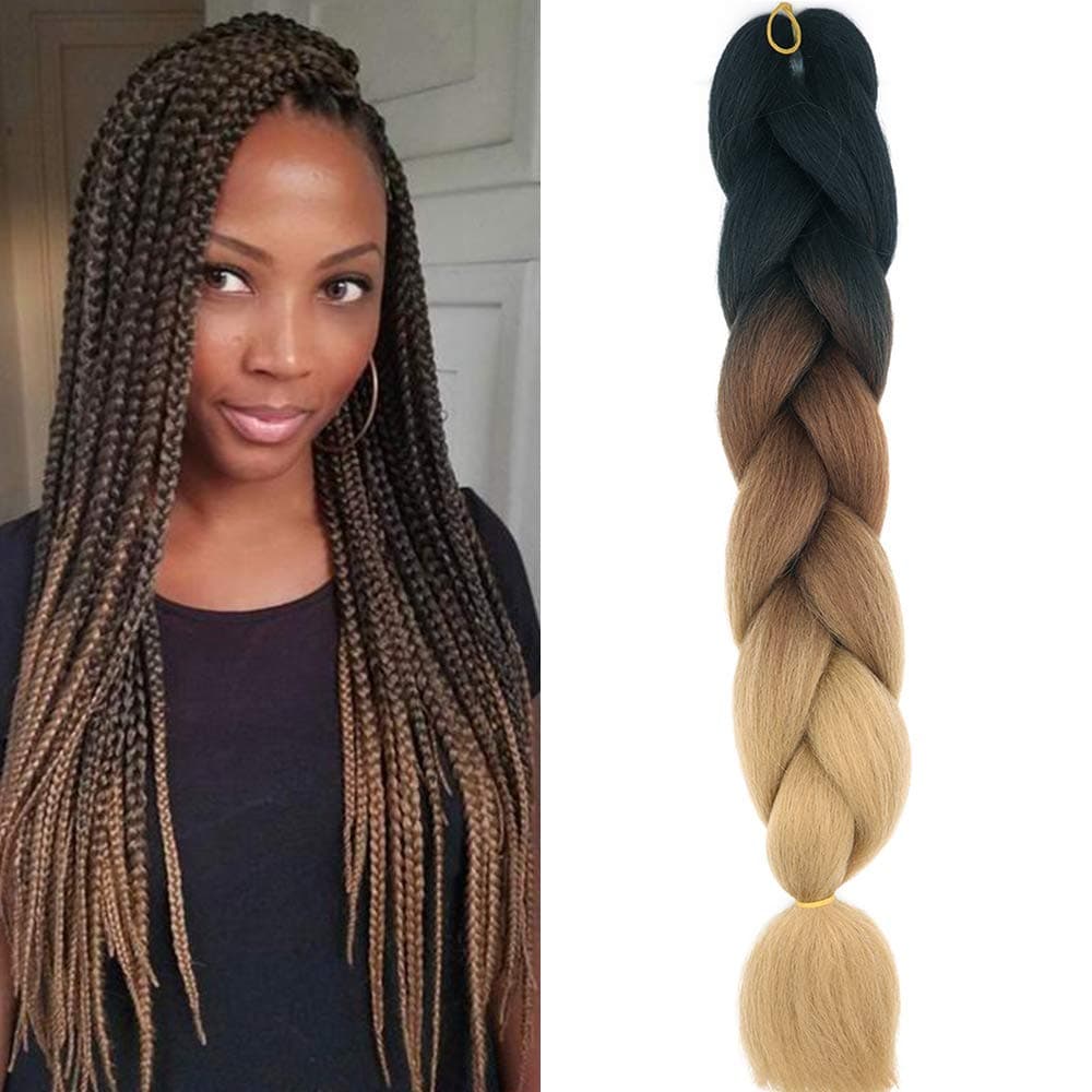 24" Braiding Hair Extension Jumbo Braids Synthetic 3bundles/pack Crochet Hair Afro Box Braid Heat Resistent (Dark Purple) — view 84