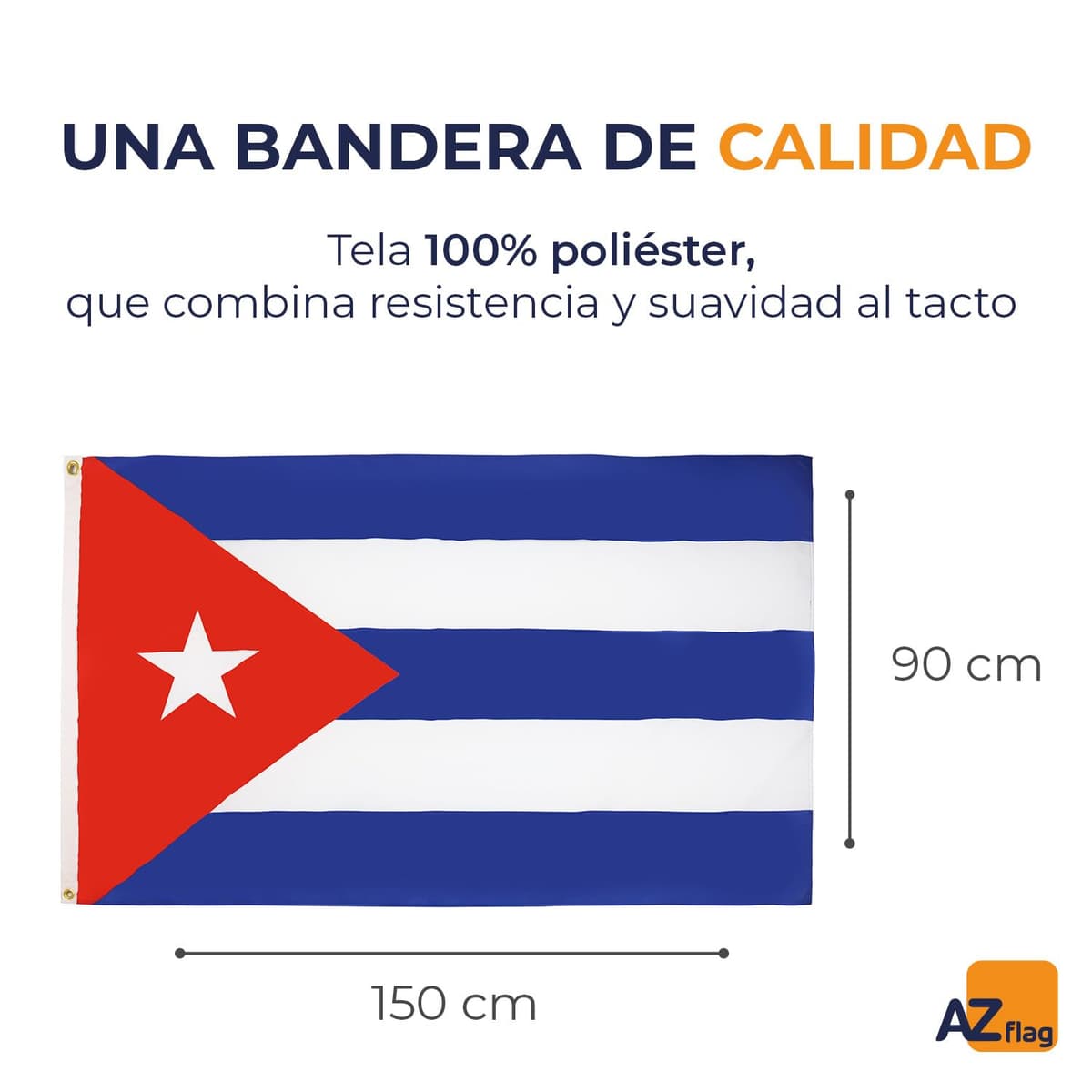 AZ FLAG - Bandera Cuba - 150x90 cm - Bandera Cubana 100% Poliéster Con Ojales de Metal integrados - 110g — view 2