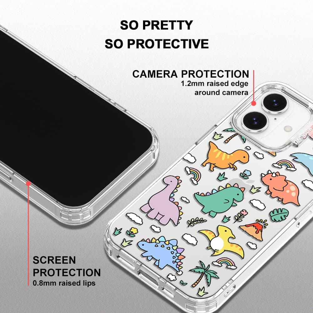 MOSNOVO Case for iPhone 17, [Buffertech 6.6ft Military-Grade Drop Protection] [Camera Control] Clear TPU Bumper Phone Case - Dinosaur Land — view 4