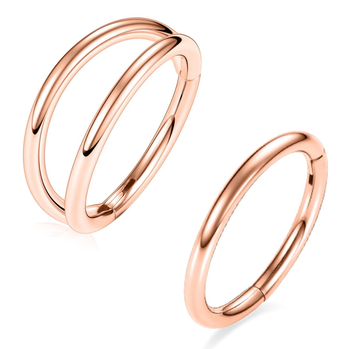 GAGABODY 2 Pcs Nose Rings 20G 18G 16G 14G 12G 10G 8G Surgical Steel Piercing Rings for Nose Septum Cartilage Helix Tragus Conch Rook Daith Lobe from 5mm to 16mm Seamless Hoop Unisex Hinged Earrings — view 31
