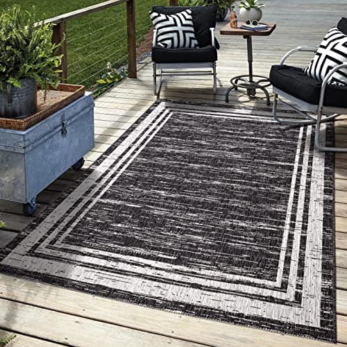 Keen Home Design Outdoor Rug - 8x10 Washable Indoor/Outdoor Rug for Patio, Balcony, Kitchen, Garden, Beach, Deck and Porch. Size: 7'9" x 10'2"