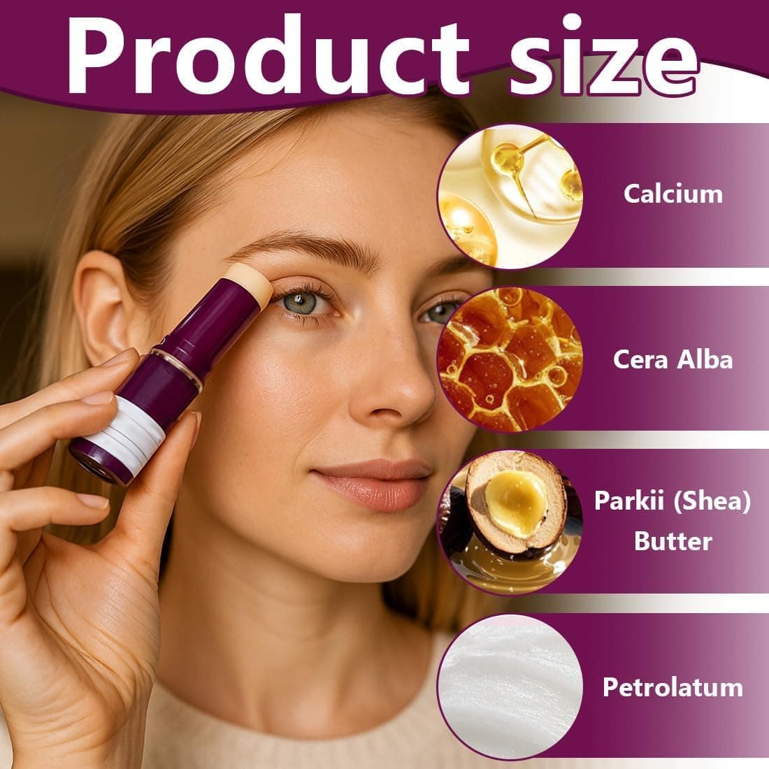 Bálsamo Multifuncional de Calcio y Colágeno en Barra – Pack de 2 – Crema Facial Coreana Rejuvenecedora – Stick Coreano Antiarrugas con Efecto Lifting para Rostro, Ojos, Cuello y Labios — view 3