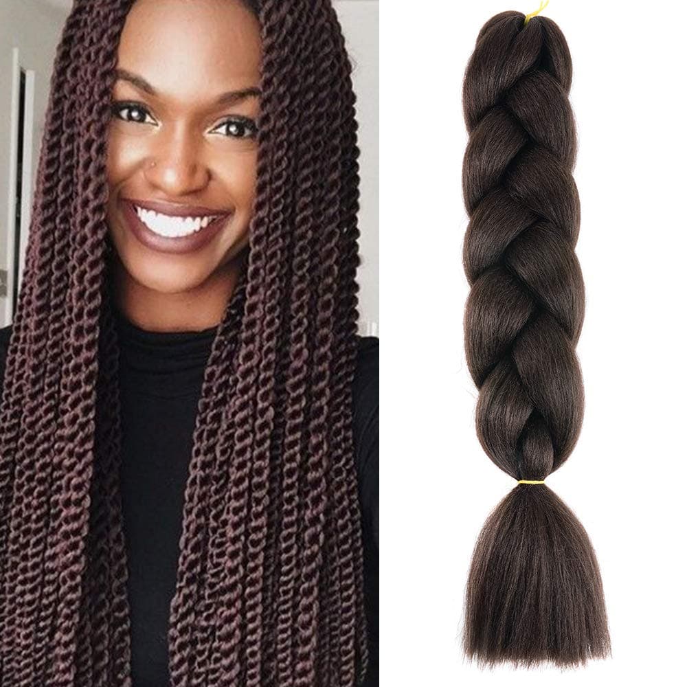 24" Braiding Hair Extension Jumbo Braids Synthetic 3bundles/pack Crochet Hair Afro Box Braid Heat Resistent (Dark Purple) — view 157