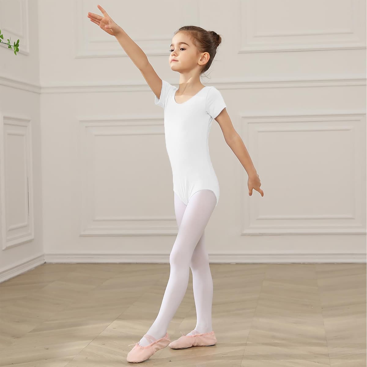 HIPPOSEUS Maillot de Ballet Danza para Niña Mangas Corta Ballet Body Leotardos Danza Clásico Gimnasia Ritmica, AM0019DX — view 2