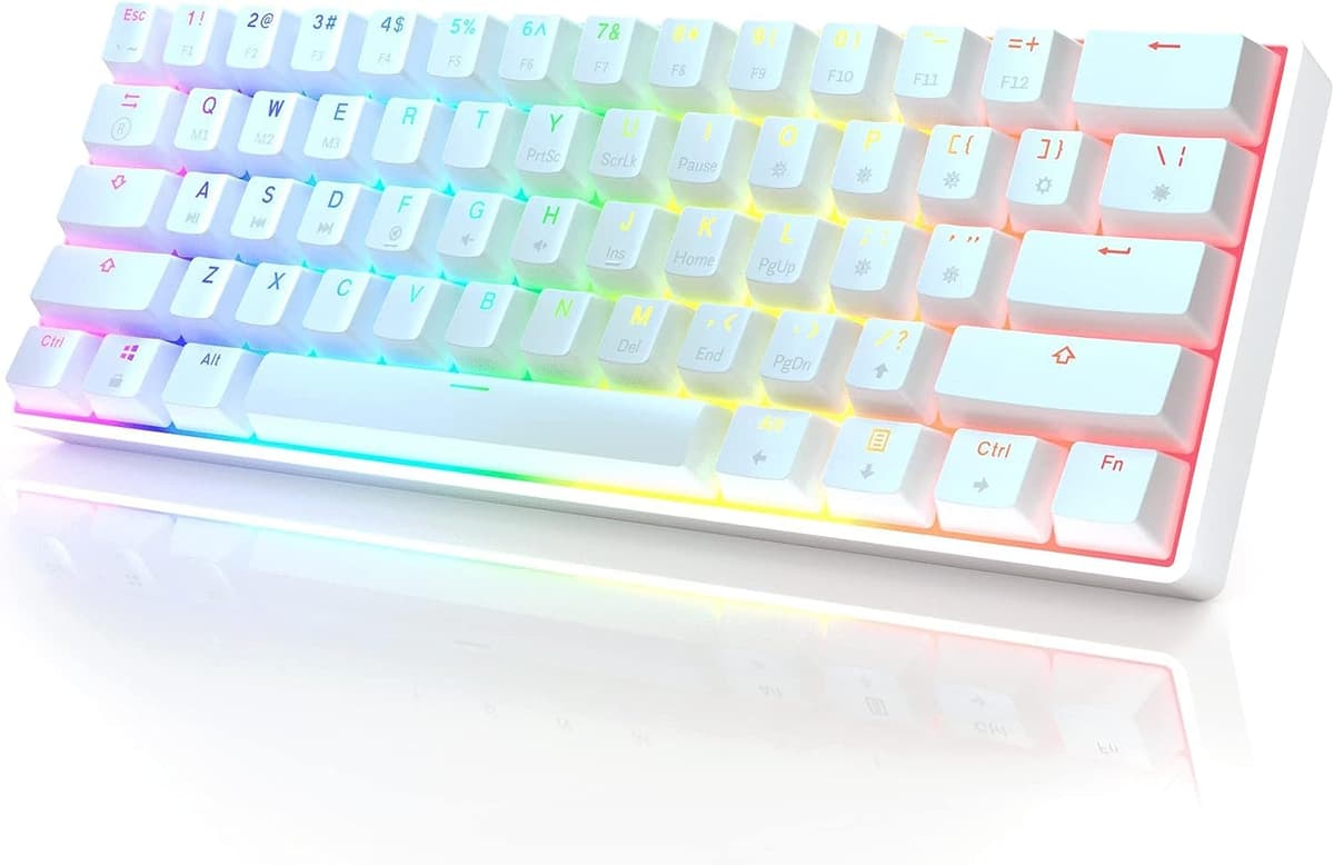 HK Gaming GK61 Mechanical Gaming Keyboard 60 Percent | 61 RGB Rainbow LED Backlit Programmable Keys | USB Wired | For Mac and Windows PC | Hotswap Gateron Mechanical Yellow Switches | Blue — view 14